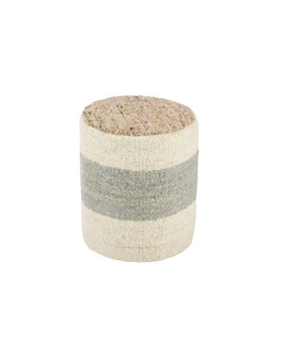 Pouf Cylindre Rayure Laine - Multi couleurs