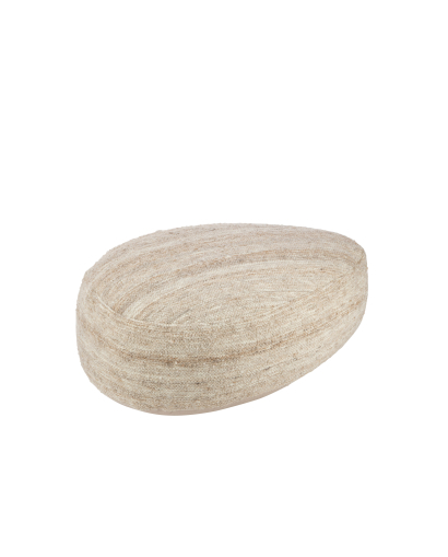 Pouf Pierre Tissage Semi-Uni Laine - Beige clair