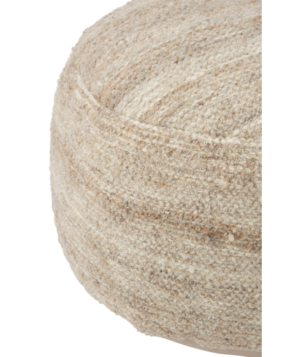 Pouf Pierre Tissage Semi-Uni Laine - Beige clair