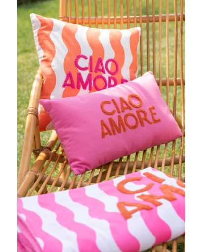 Assortiment de 2 Coussins Ciao Amore en Coton - Rose et Orange