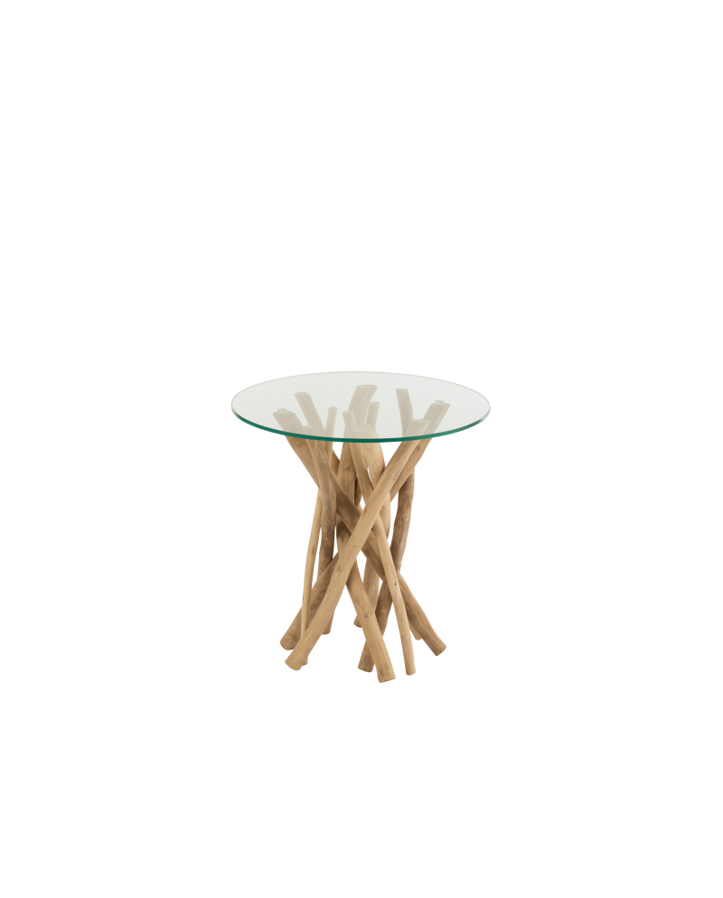 Table D'appoint Branches en Teck et Verre - Naturel