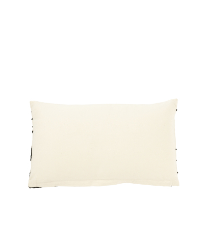 Coussin Rectangle Lignes Courbes en Coton - Blanc et Noir