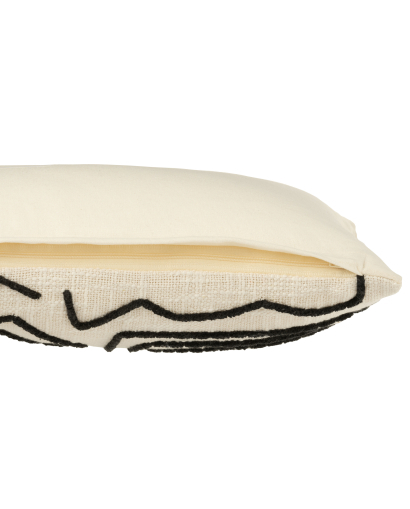 Coussin Rectangle Lignes Courbes en Coton - Blanc et Noir