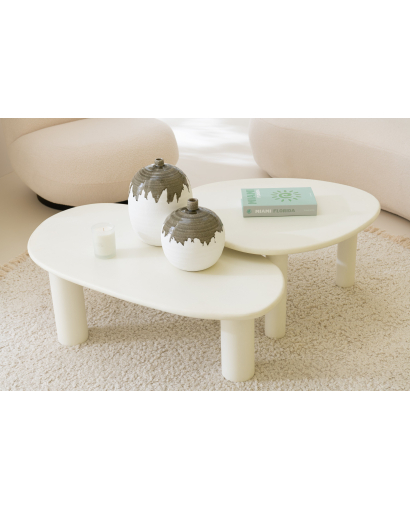 Table Basse Bali en MDF et Pvc - Blanc - Taille L