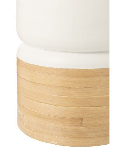 Table D'appoint Rond Bambou - Blanc et Naturel