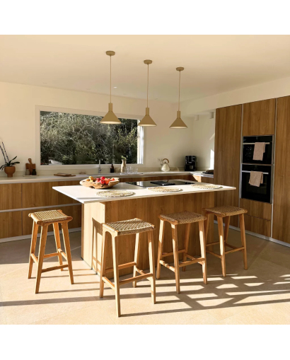 Tabouret de bar Anda en Teck et Corde - Naturel