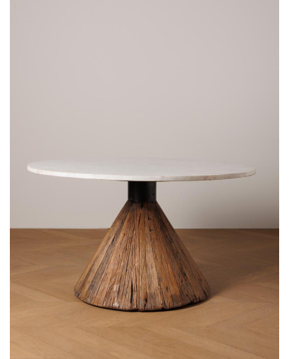 Table Basse Alba en Bois recyclé et Marbre - Naturel