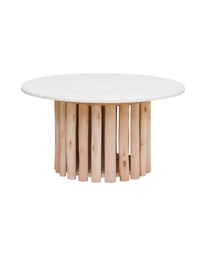 Table basse Rivage en Marbre et Bois d'Eucalyptus - Naturel