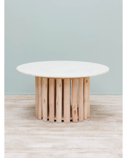 Table basse Rivage en Marbre et Bois d'Eucalyptus - Naturel