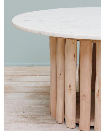 Table basse Rivage en Marbre et Bois d'Eucalyptus - Naturel