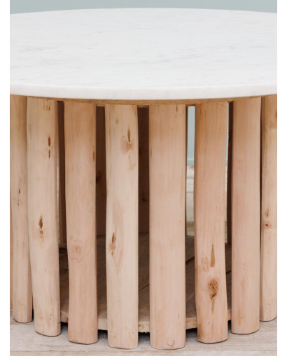 Table basse Rivage en Marbre et Bois d'Eucalyptus - Naturel