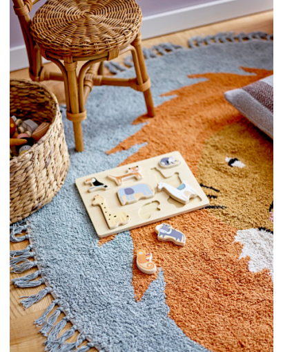 Tapis Bloomingville Leroy en Coton - Bleu