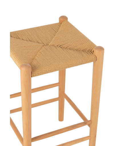 Tabouret de bar Orient en Bois De Hêtre et Corde - Naturel