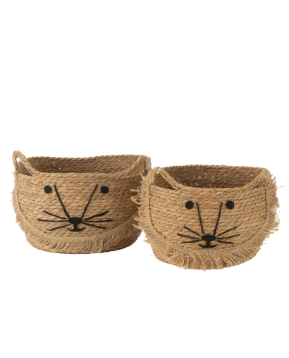 Set 2 Paniers Kitty en Jute - Naturel et Noir