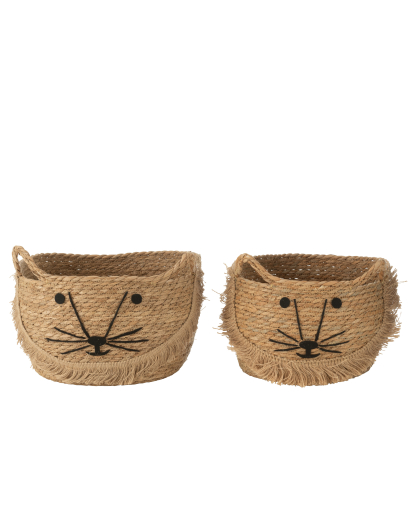 Set 2 Paniers Kitty en Jute - Naturel et Noir