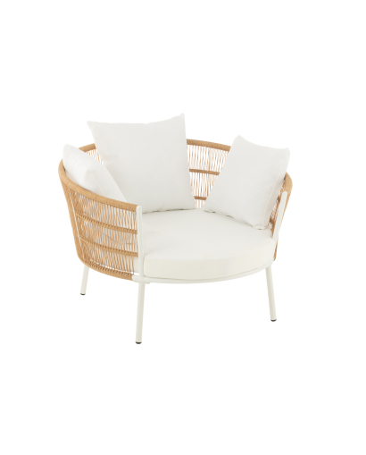 Chaise Joa en Fer et Rotin - Naturel et Blanc