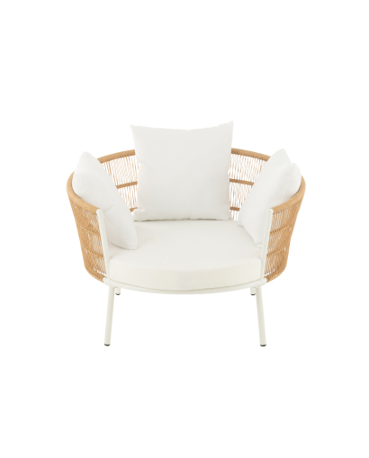 Chaise Joa en Fer et Rotin - Naturel et Blanc