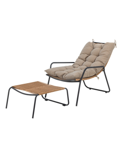 Chaise Longue Boel avec Tabouret Bloomingville - Nature