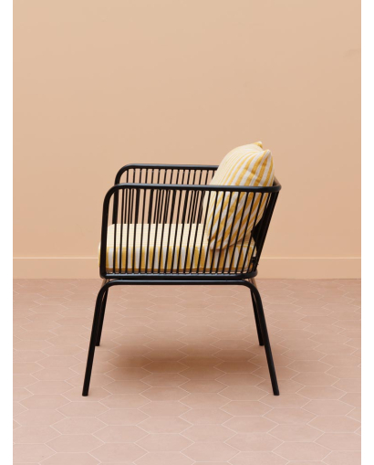 Chaise à accoudoirs rayures Springs - Noir et Jaune
