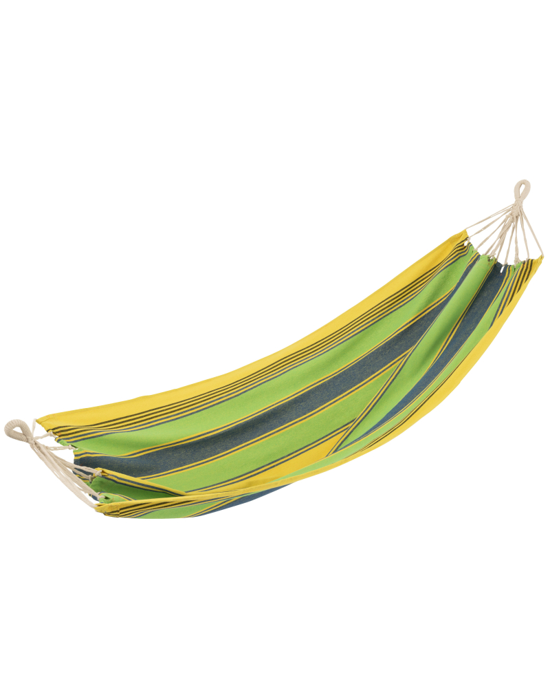 Hamac Rayures en Coton et Polyester - Vert, Jaune, Bleu Hamac Rayures en Coton et Polyester - Vert, Jaune, Bleu