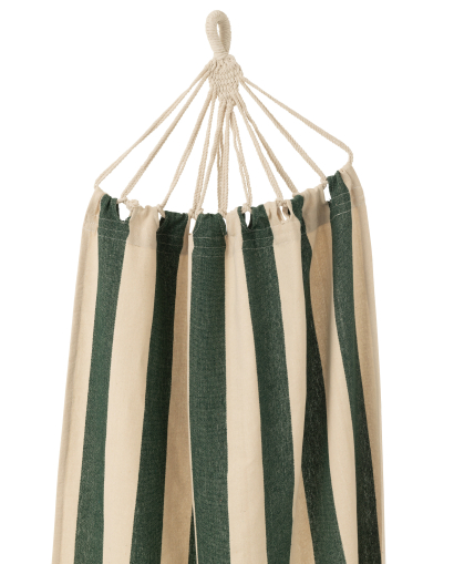 Hamac Grandes Rayures en Coton et Polyester - Vert Foncé, Ecru