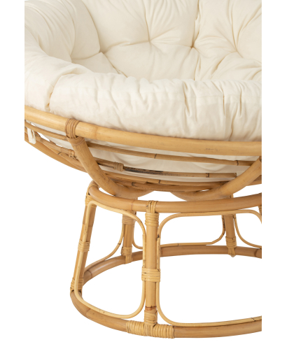 Fauteuil, Sofa Celine en Rotin avec Coussin - Naturel et Blanc