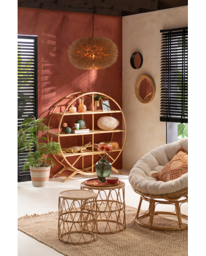 Fauteuil, Sofa Celine en Rotin avec Coussin - Naturel et Blanc
