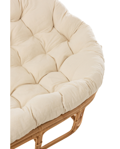 Canapé Roni en Rotin avec Coussin - Naturel et Blanc