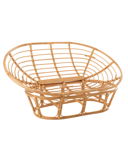 Canapé Roni en Rotin avec Coussin - Naturel et Blanc