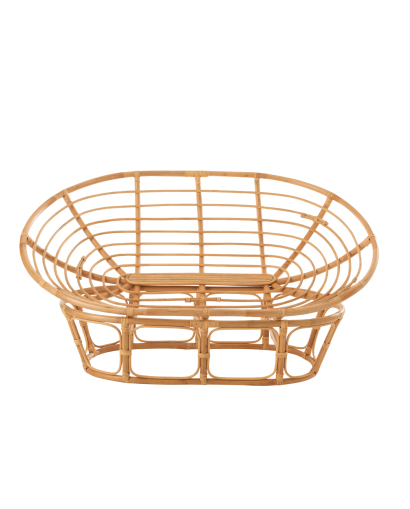 Canapé Roni en Rotin avec Coussin - Naturel et Blanc
