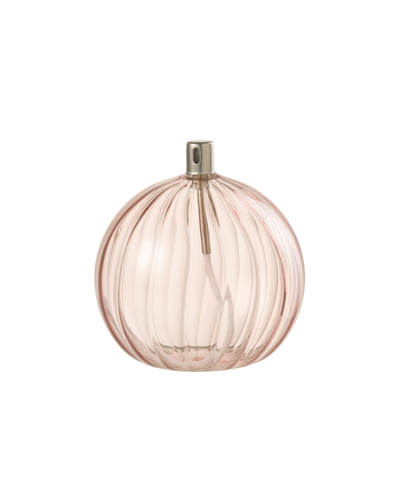 Lampe à Huile en Verre Côtelé - Rose - Taille L
