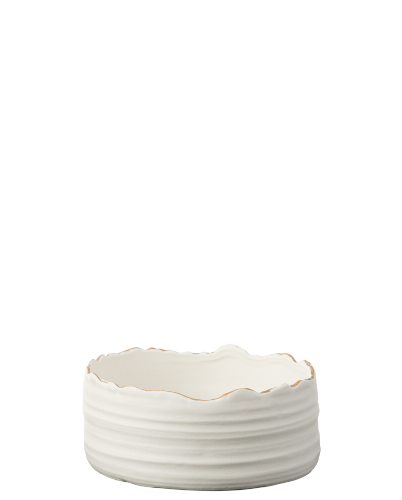 Cache-pot Bas en Porcelaine - Blanc et Or – Taille L Cache-pot Bas en Porcelaine - Blanc et Or – Taille L