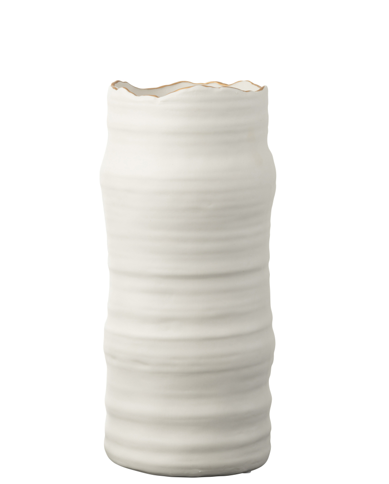 Vase Vagues en Porcelaine - Blanc et Or Vase Vagues en Porcelaine - Blanc et Or