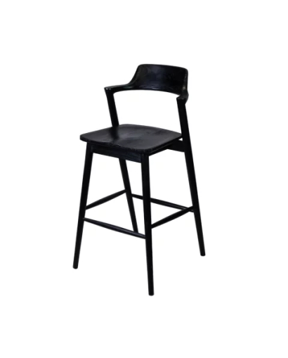 Chaise De Bar Hiro en Bois de Sungkai avec accoudoirs - Noir