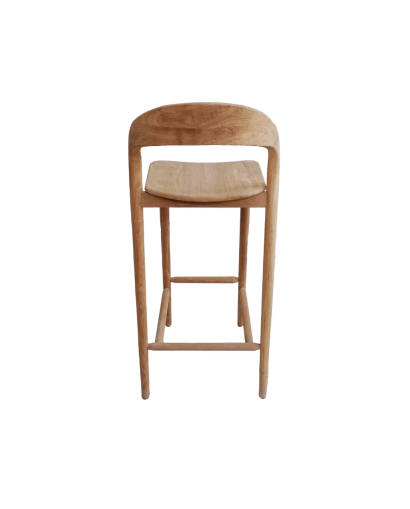 Chaise haute de bar Lucie en teck recyclé - Naturel