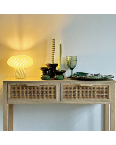 Console 2 tiroirs Juju en cannage - Naturel - Taille S