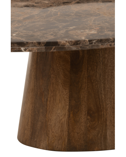 Table Basse Ovale en Marbre et Bois De Manguier - Marron
