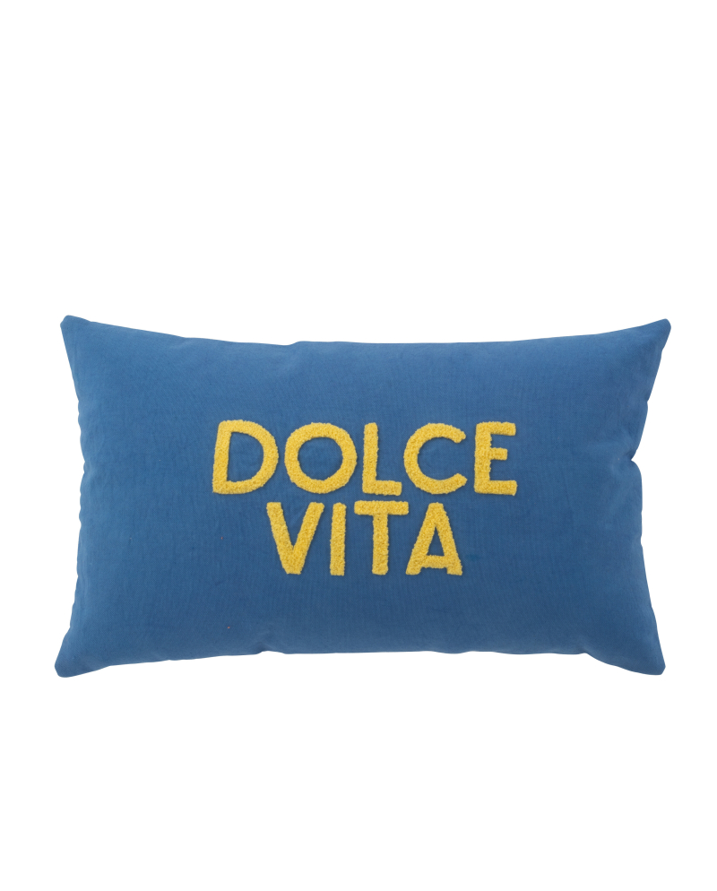 Coussin Dolce Vita en Coton - Bleu et Jaune Coussin Dolce Vita en Coton - Bleu et Jaune