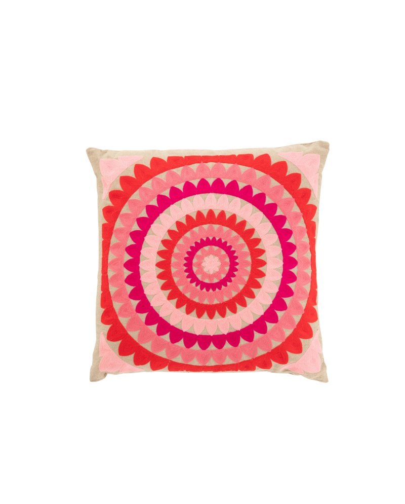 Coussin Fleur Spirale Coton - Beige et Rose Coussin Fleur Spirale Coton - Beige et Rose