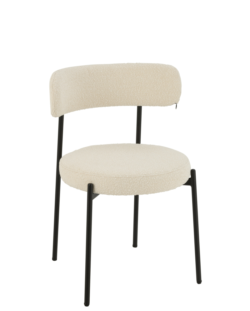 Chaise Boucle en Polyester - Blanc et Noir Chaise Boucle en Polyester - Blanc et Noir
