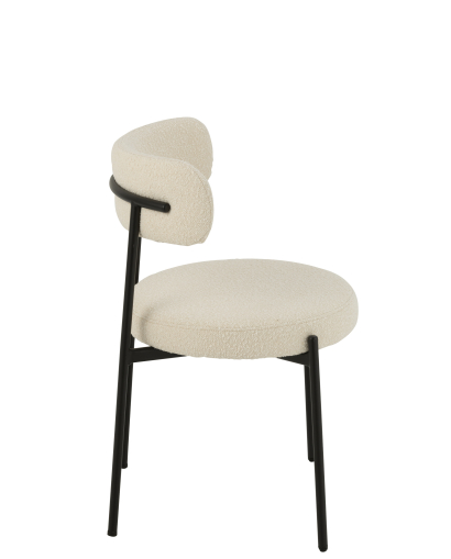 Chaise Boucle en Polyester - Blanc et Noir