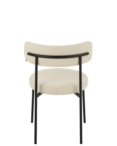 Chaise Boucle en Polyester - Blanc et Noir
