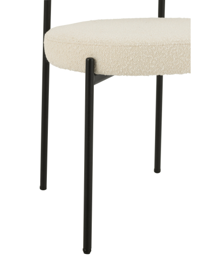 Chaise Boucle en Polyester - Blanc et Noir