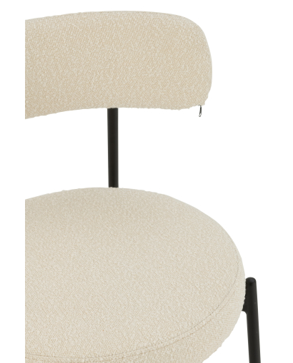 Chaise Boucle en Polyester - Blanc et Noir