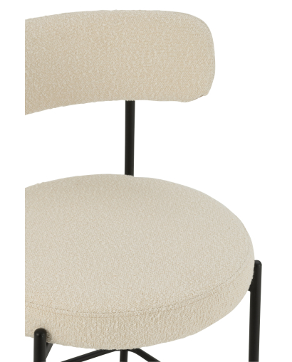 Chaise de Bar Boucle en Polyester - Blanc et Noir
