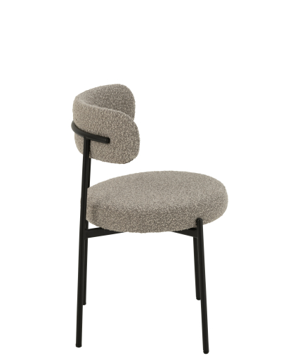Chaise Boucle en Polyester - Gris et Noir