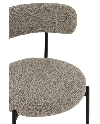 Chaise Boucle en Polyester - Gris et Noir