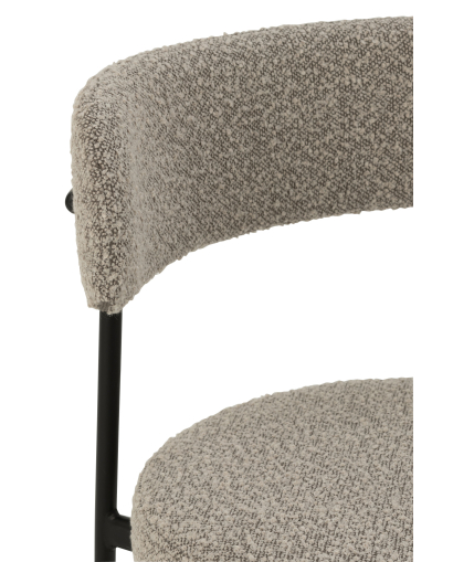 Chaise Boucle en Polyester - Gris et Noir