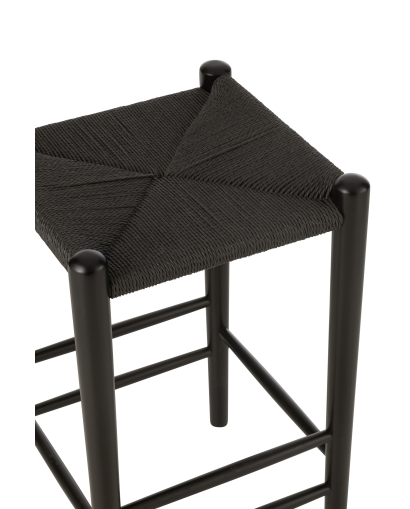 Tabouret de bar Orient en Bois De Hêtre et Corde - Noir