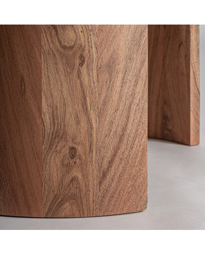 Table D'appoint Tivoli en Bois d'acacia et Travertin - Naturel